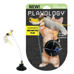 Playology Suction Cup Spring Bird Cat Toy, Small
