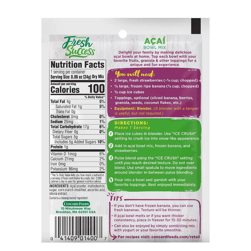slide 4 of 5, Concord Fresh Success Acai Bowl Mix 0.86 oz, 0.86 oz