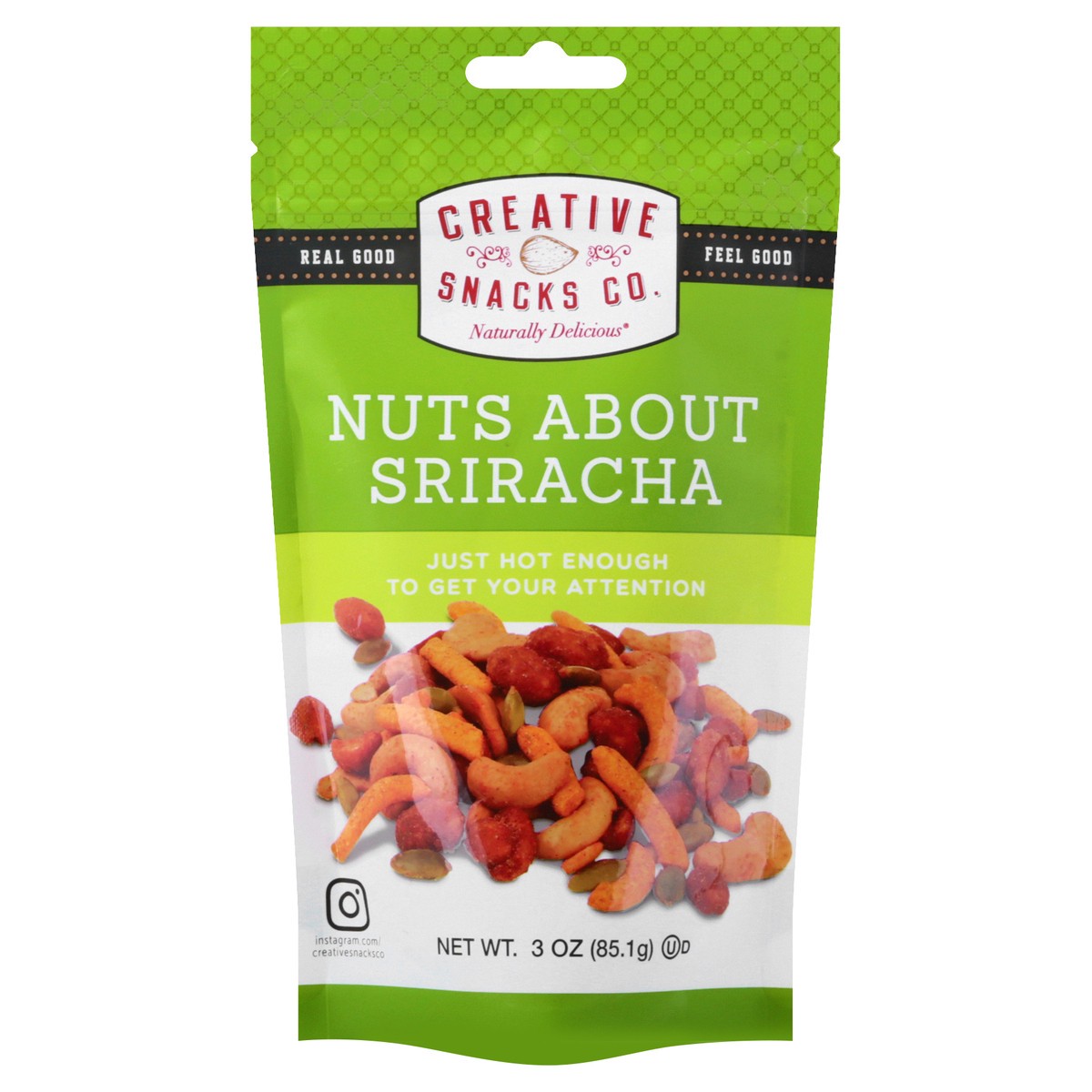 slide 6 of 13, Creative Snacks Nuts About Sriracha 3 oz, 3 oz