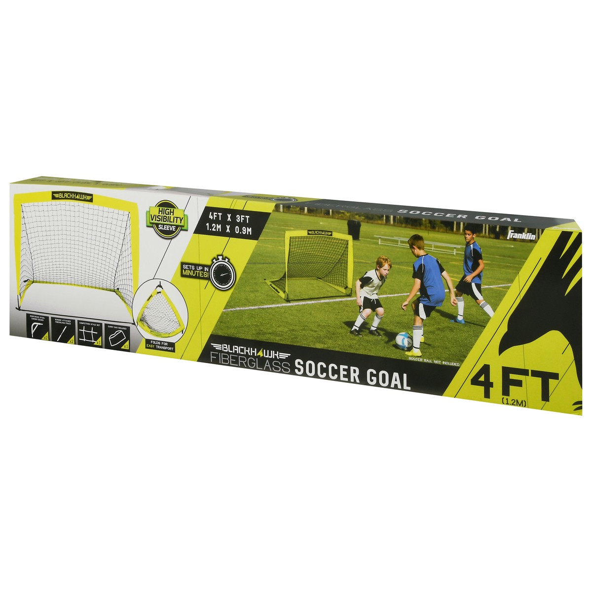 slide 3 of 9, Franklin Blackhawk 4'x3' Pop-Up Soccer Goal, 4 ft
