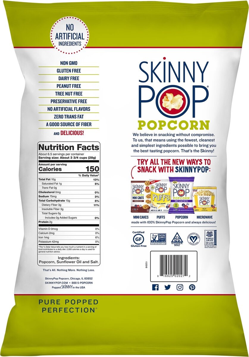 slide 6 of 6, SkinnyPop Skinnypop Popcorn, Sharing Size, 6.7 oz