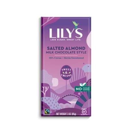 slide 1 of 1, LILY'S Salted Almond Milk Chocolate Style No Sugar Added, Sweets Bar, 3 oz, 3 oz