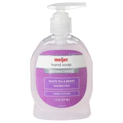 Meijer Liquid Hand Soap Antibacterial, White Tea & Berry, 7.5 Oz