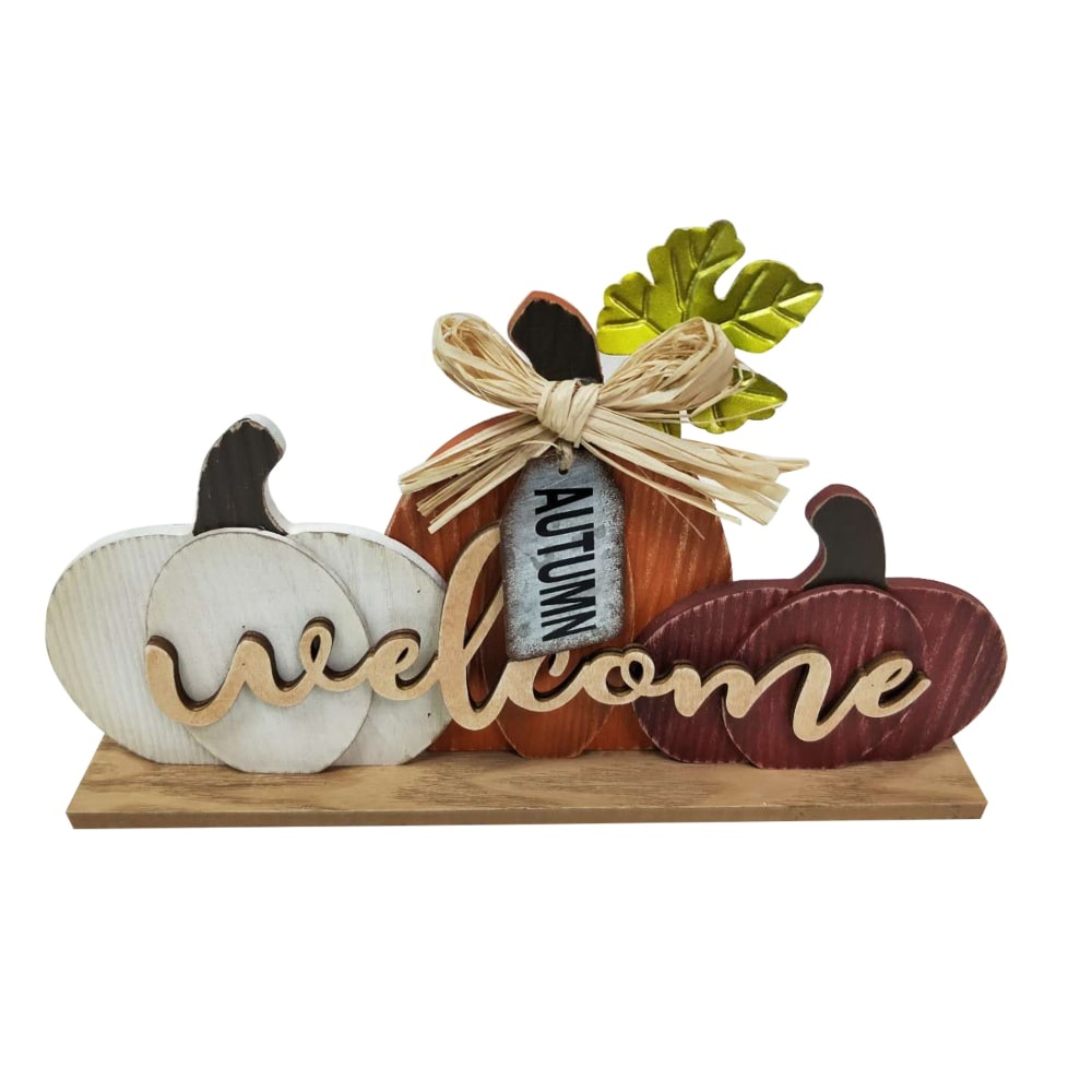 slide 1 of 1, Holiday Home Welcome Pumpkins Sign, 12 in