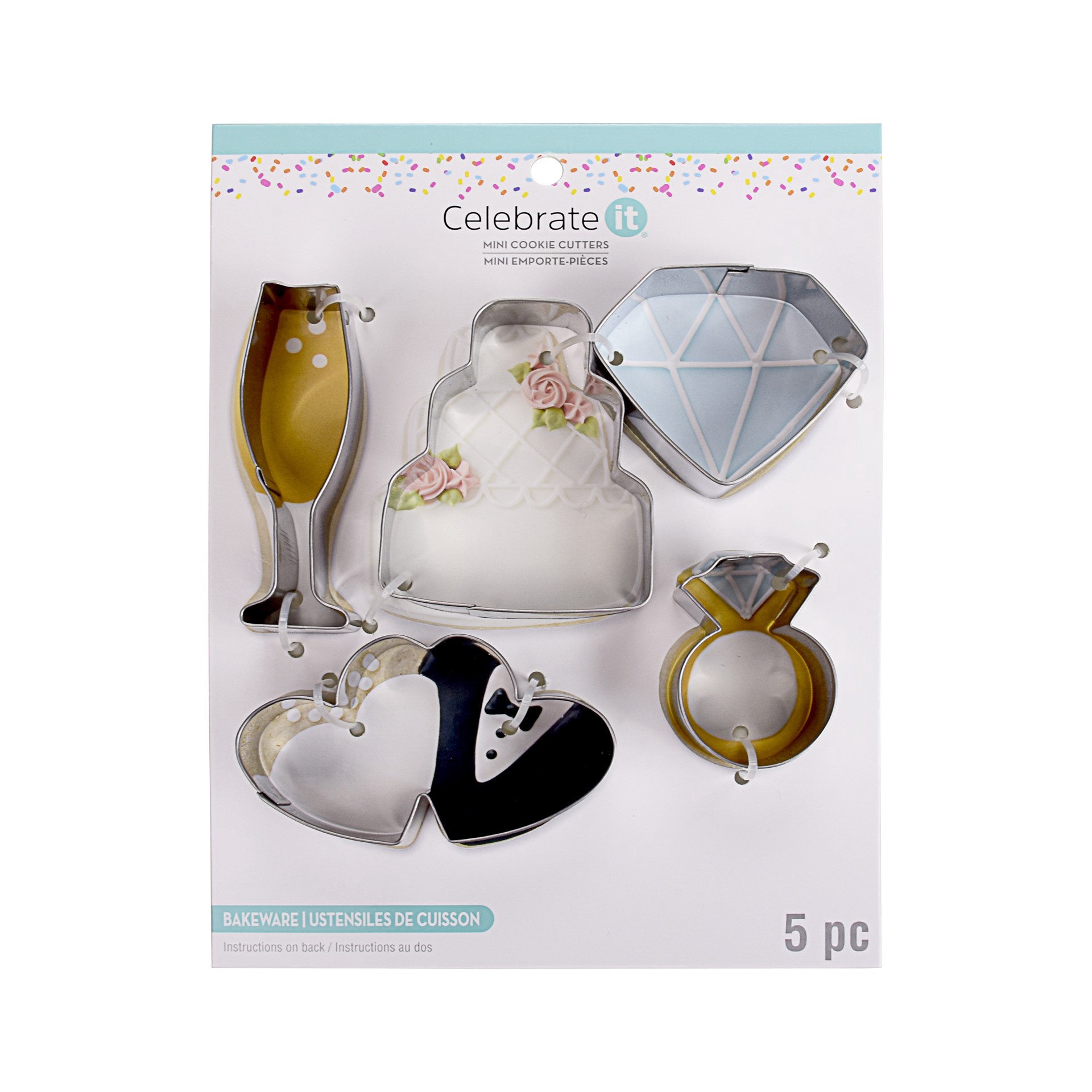 slide 3 of 3, Wedding Stainless Steel Mini Cookie Cutter Set By Celebrate It, 1.5 in to 3 in