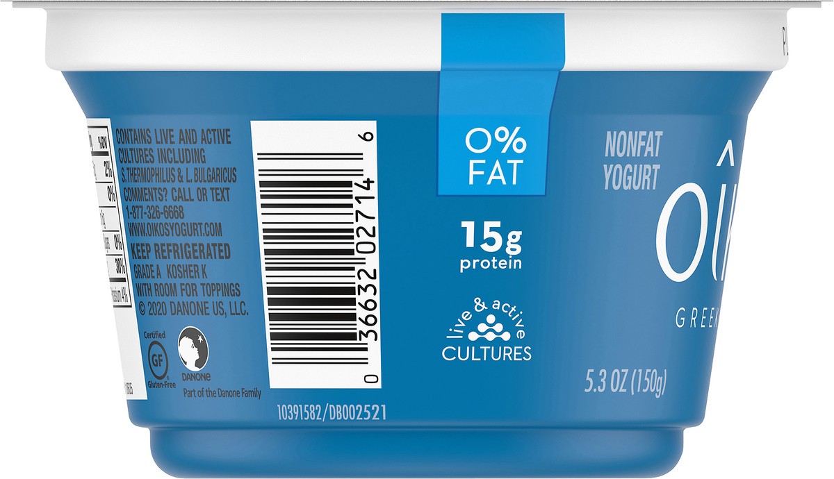 slide 8 of 8, Oikos Greek Nonfat Yogurt, Plain, 5.3 oz., 5.3 oz