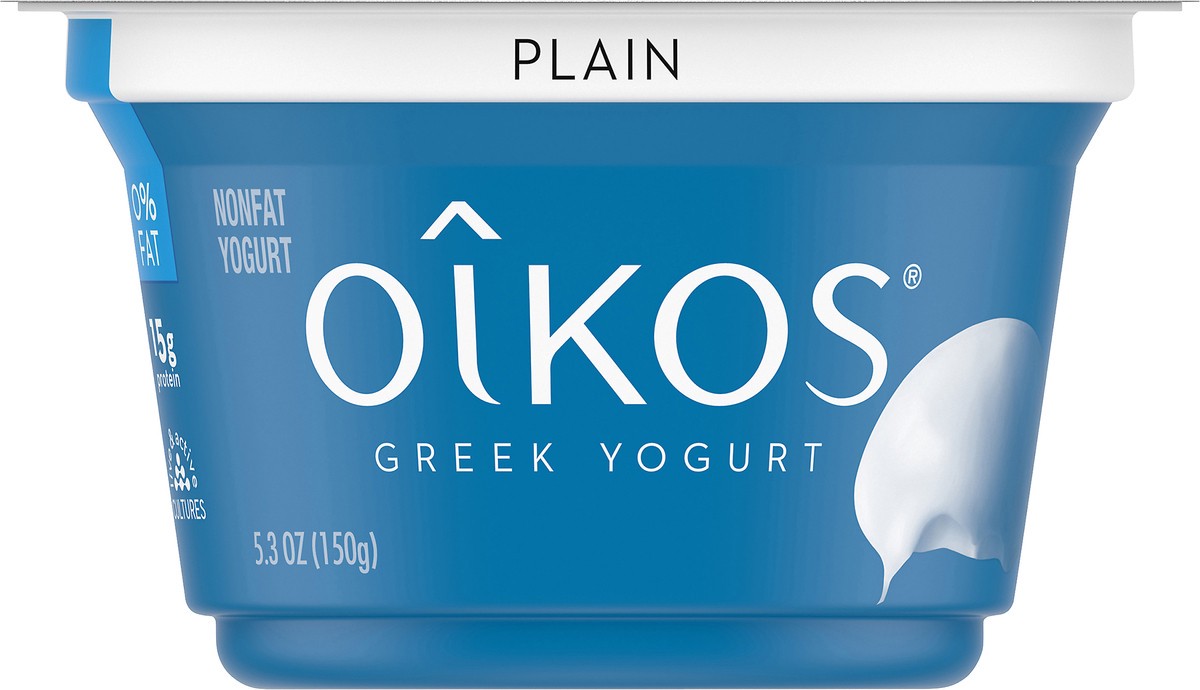 slide 2 of 8, Oikos Greek Nonfat Yogurt, Plain, 5.3 oz., 5.3 oz