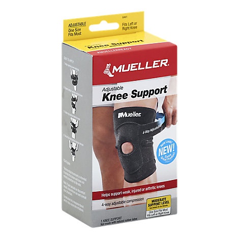 slide 1 of 1, Mueller Knee Support 4-Way Moderate Support Level Adjustable - Each, 1 ct