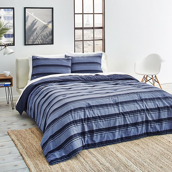 slide 1 of 1, Lacoste Gradient Stripe Reversible Twin/Twin XL Comforter Set - Blue, 1 ct