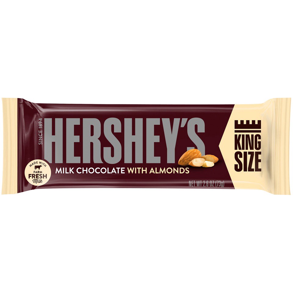 slide 1 of 1, Hershey's King Size Milk Chocolate With Almonds, 2.6 oz