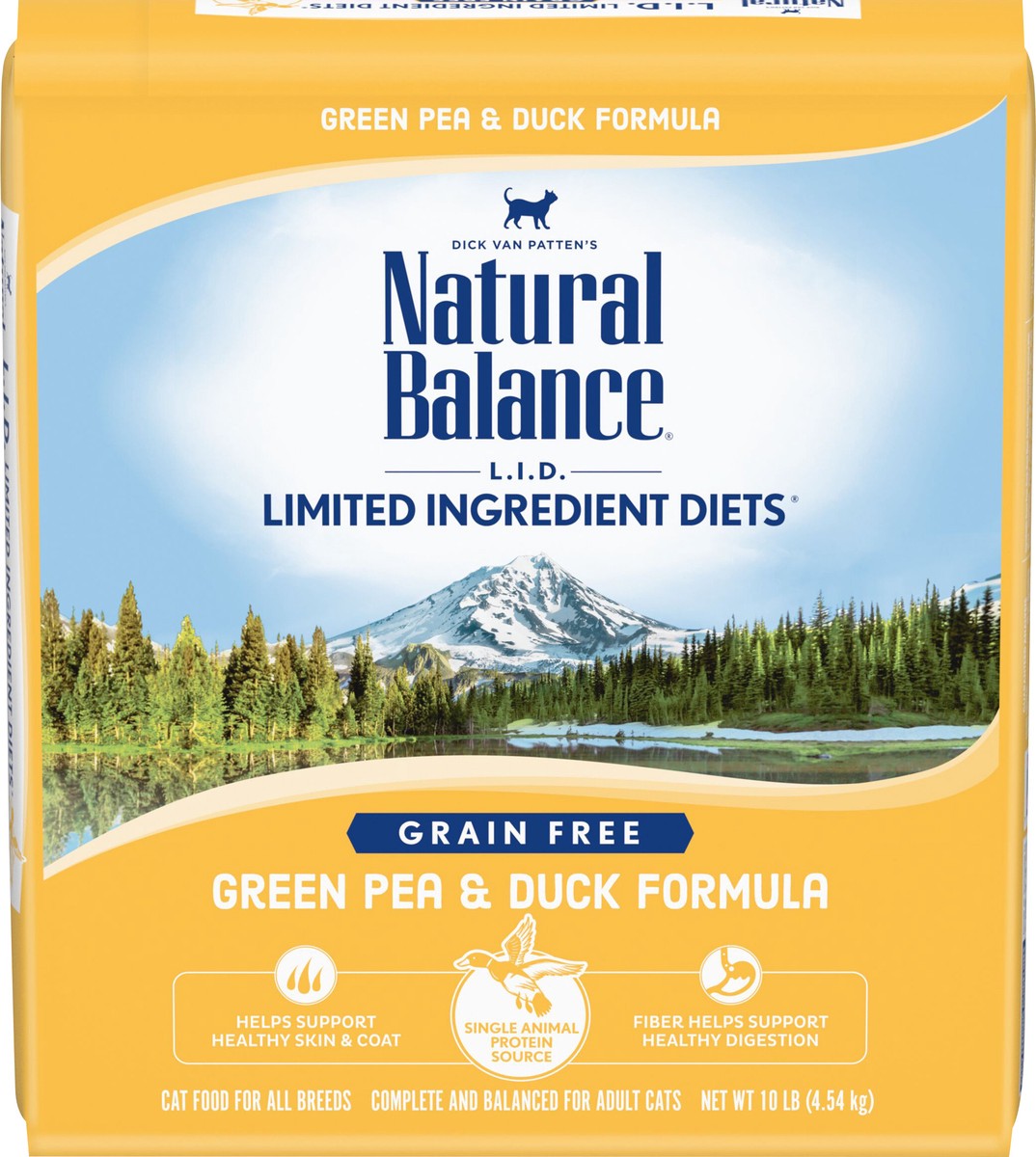 slide 3 of 9, Natural Balance Limited Ingredient Diets Green Pea & Duck Formula Dry Cat Food, 10 Pounds, Grain Free, 10 lb