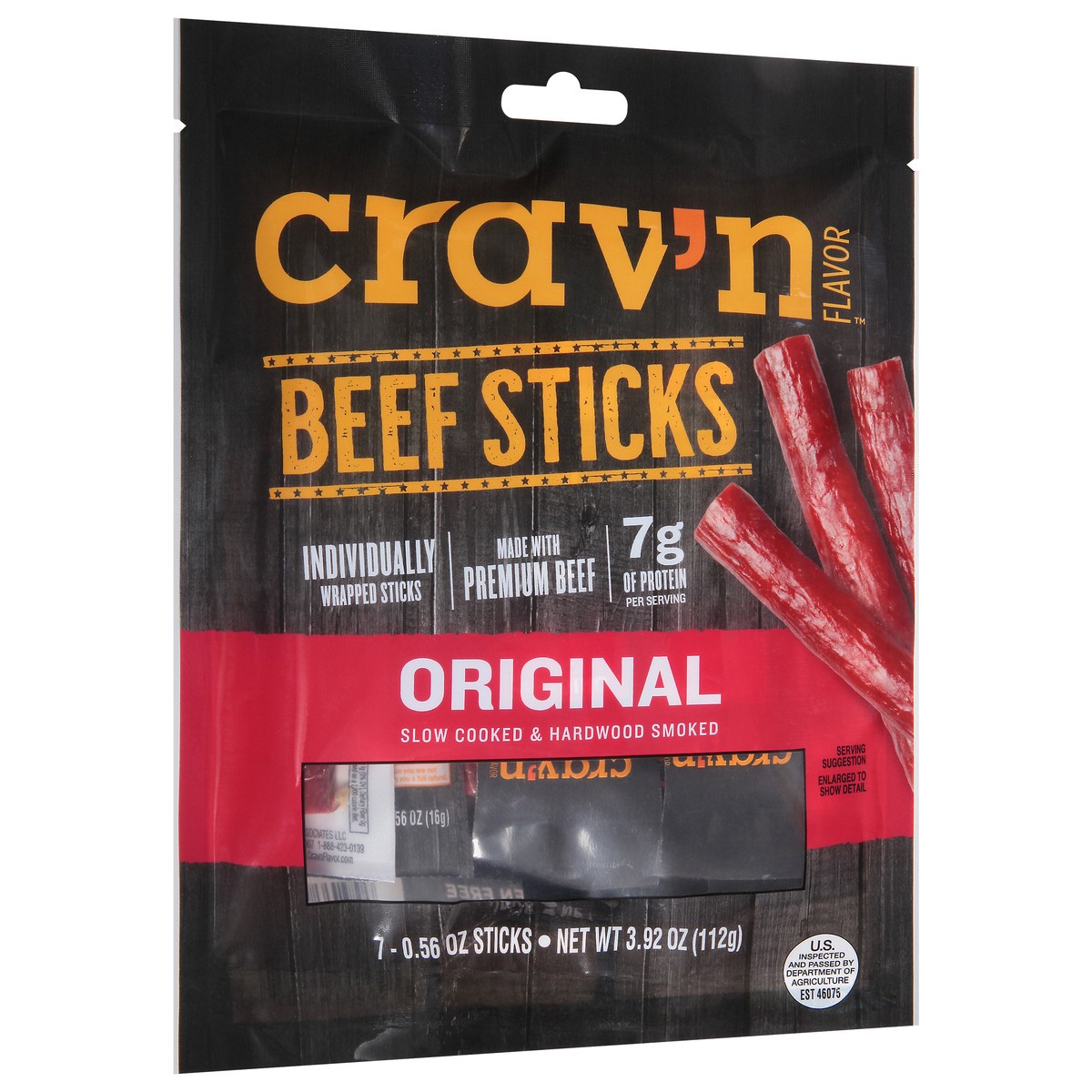 slide 7 of 14, Crav'n Flavor Original Beef Sticks 7 ea, 7 ct