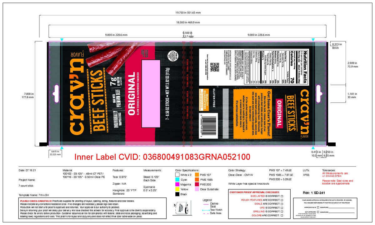 slide 11 of 14, Crav'n Flavor Original Beef Sticks 7 ea, 7 ct