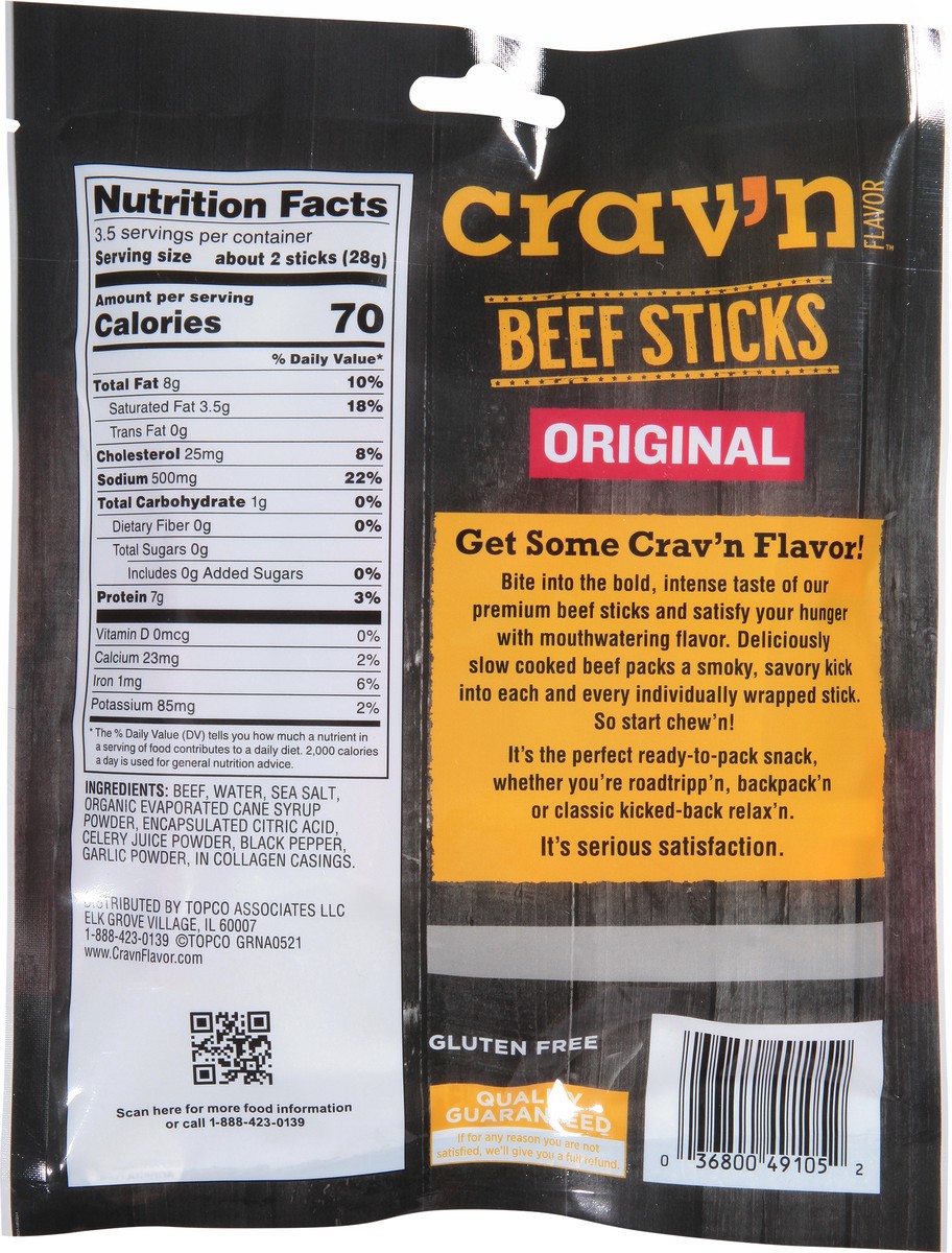 slide 9 of 14, Crav'n Flavor Original Beef Sticks 7 ea, 7 ct