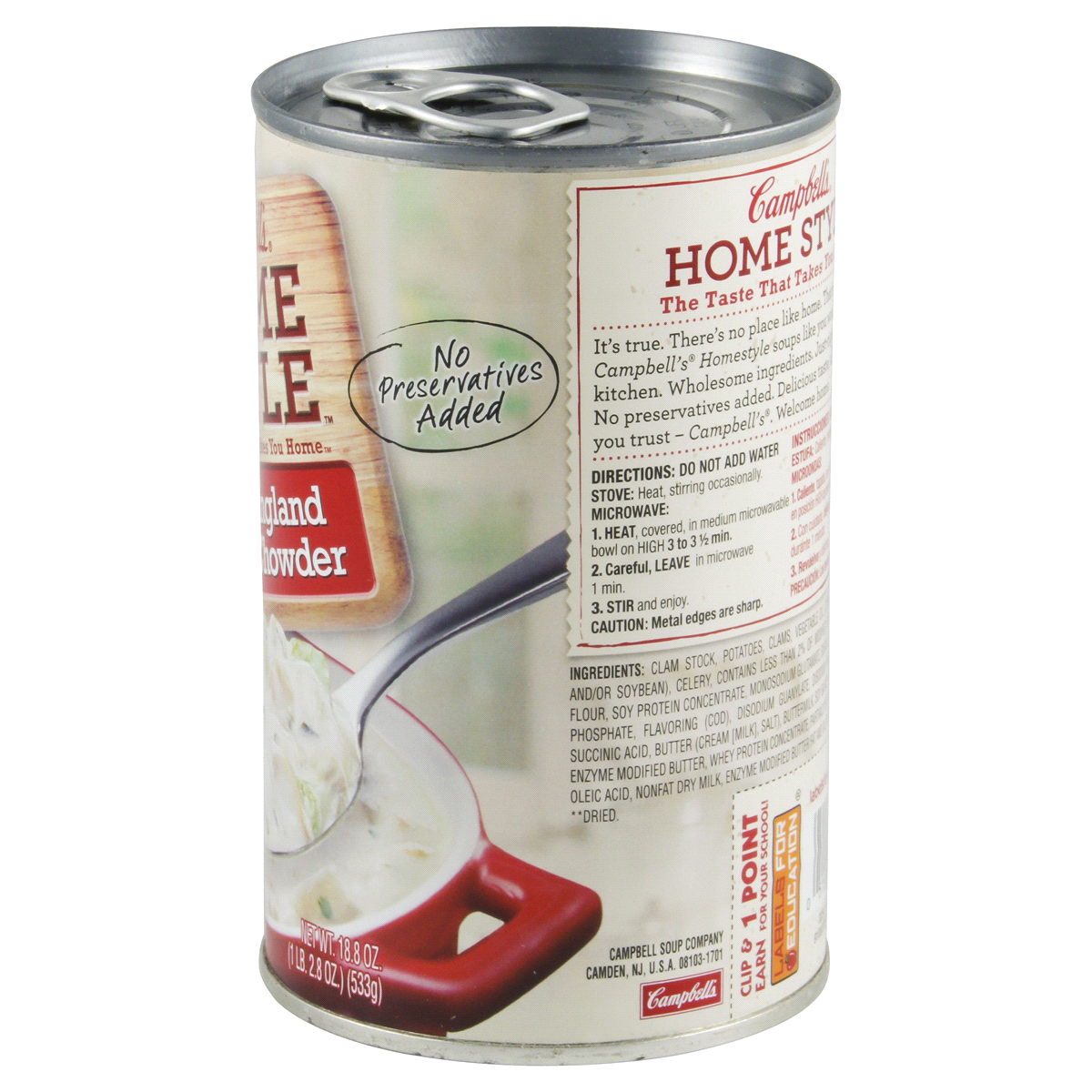 slide 4 of 4, Campbell's Homestyle Soup, New England Clam Chowder, 18.800 oz