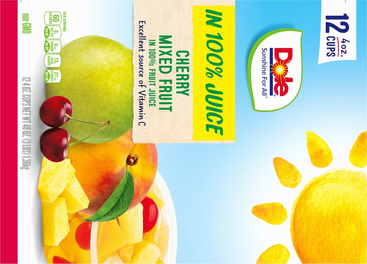 slide 9 of 9, Dole Cherry Mixed Fruit In 100% Fruit Juice Fruit Cups, 12 ct; 4 oz