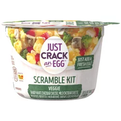 Just Crack an Egg Veggie Scramble Breakfast Bowl Kit with Sharp White Cheddar Cheese, Mild Cheddar Cheese, Potatoes, Broccoli, Mushrooms, Onions and Red Peppers Cup