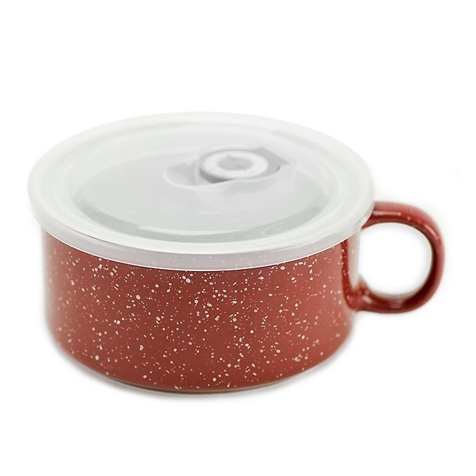 slide 1 of 1, Boston Warehouse Trading Co. Red Covered Soup Mug, 22 oz