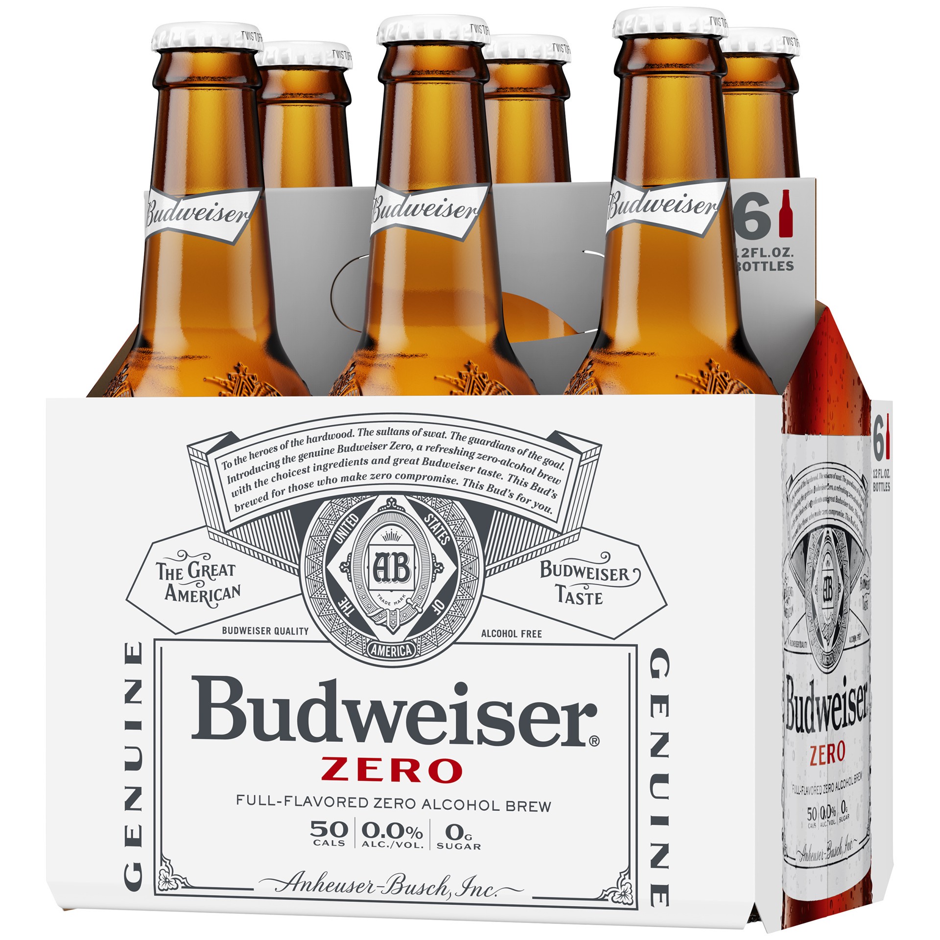 slide 3 of 4, Budweiser Zero Non Alcoholic Beer  6 pk / 12 fl oz Bottles, 6 ct; 12 oz
