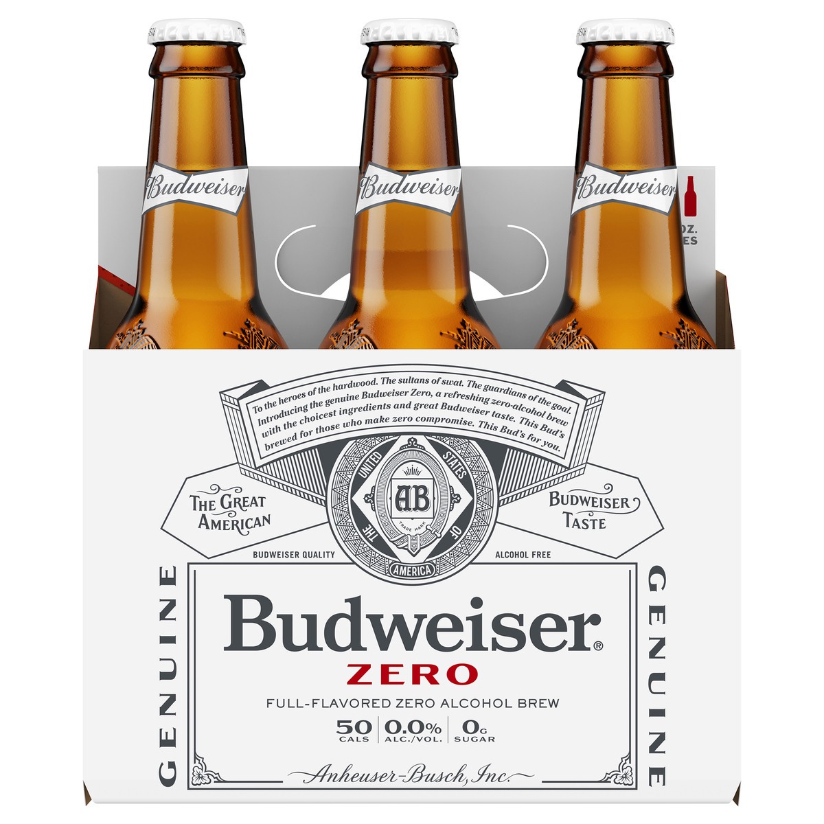 slide 1 of 4, Budweiser Zero Non-Alcoholic Beer, 6 Pack 12 fl. oz. Bottles, 6 ct