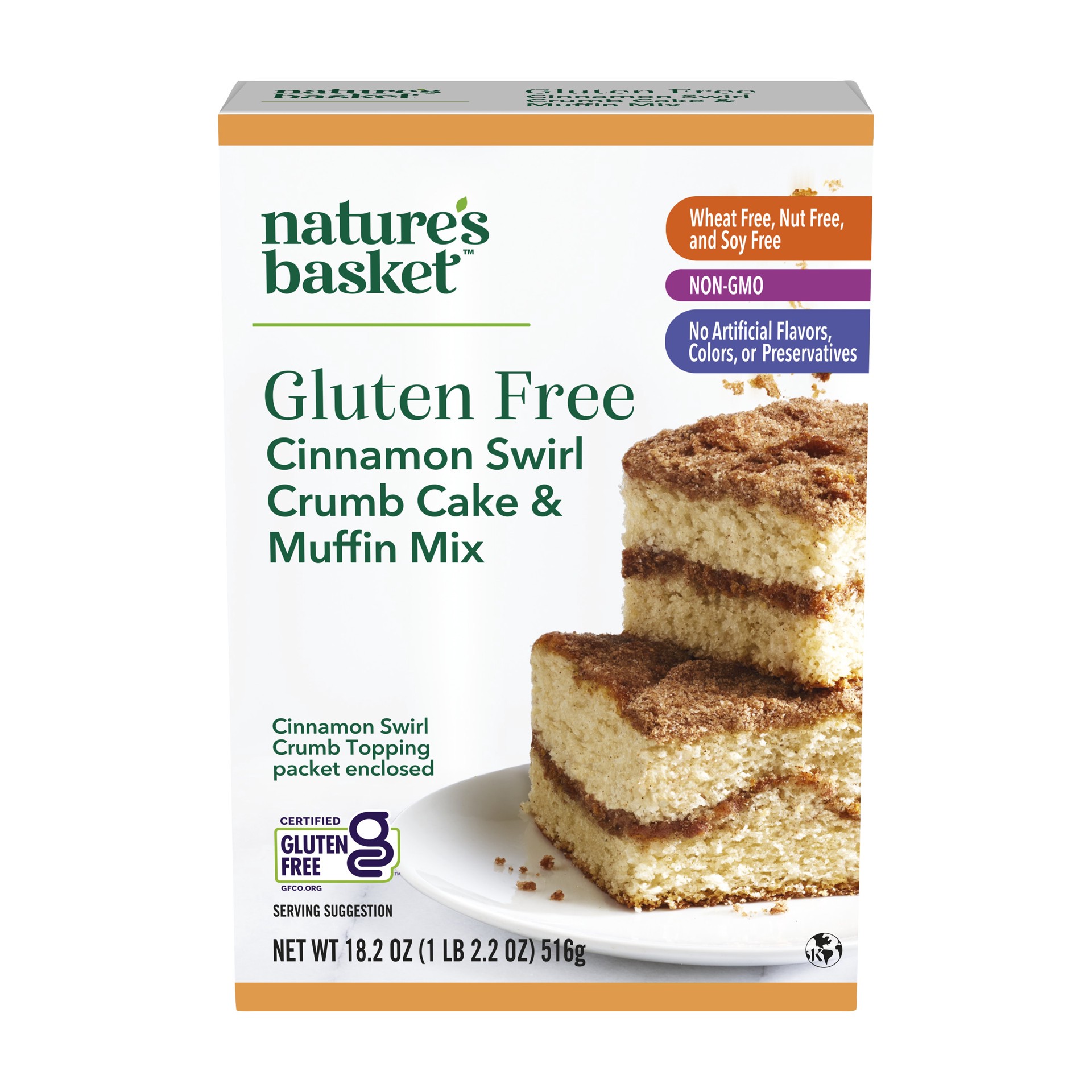 slide 1 of 1, nature's basket Gf Cinn Cake & Muffin Mix - 18.2 oz, 18.2 oz