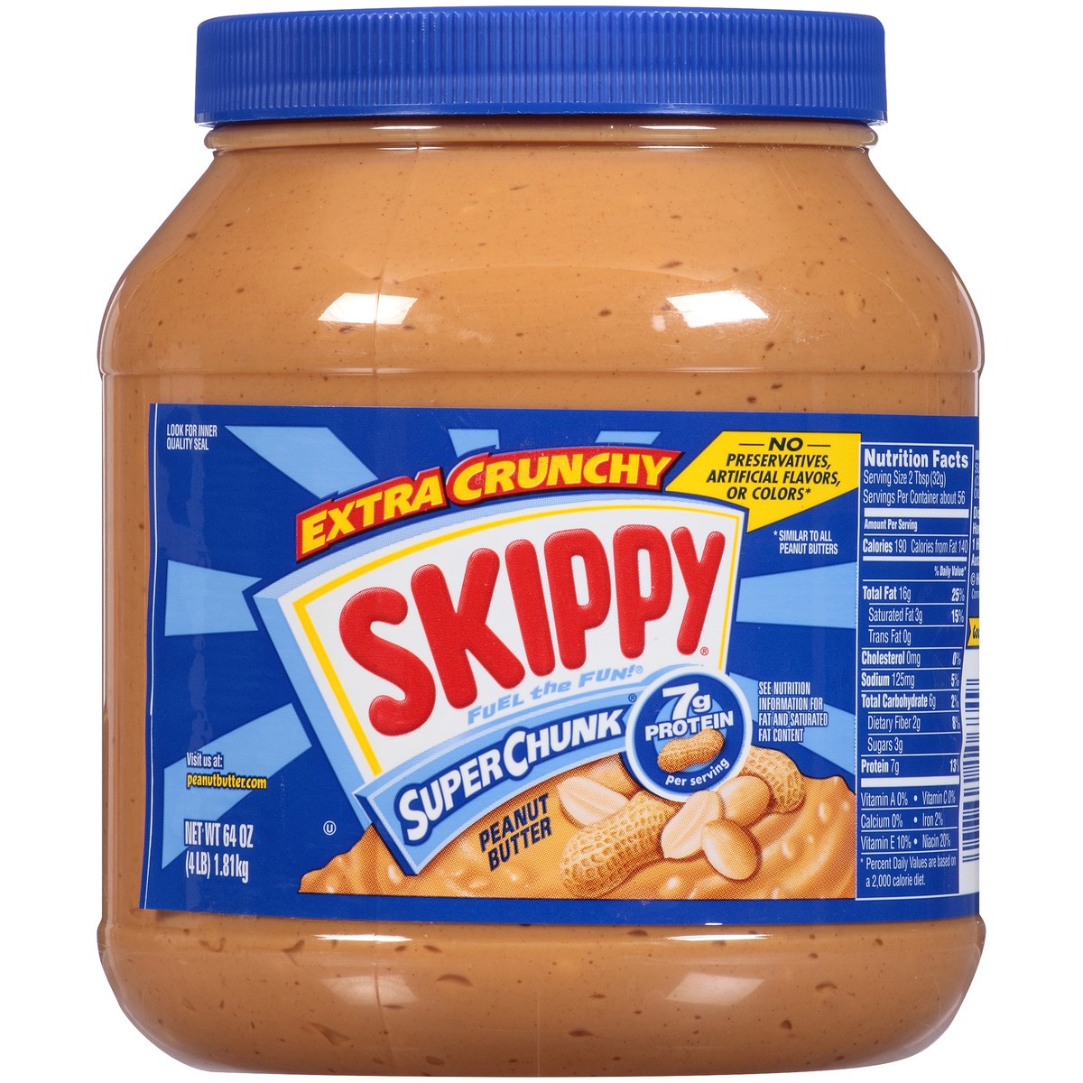 slide 2 of 12, Skippy Super Chunk Extra Crunchy Peanut Butter 64 oz. Jar, 64 oz