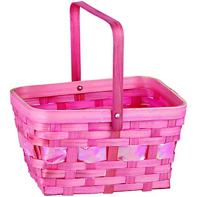 slide 1 of 1, Destination Holiday Pink Rectangle Bamboo Easter Basket, 1 ct