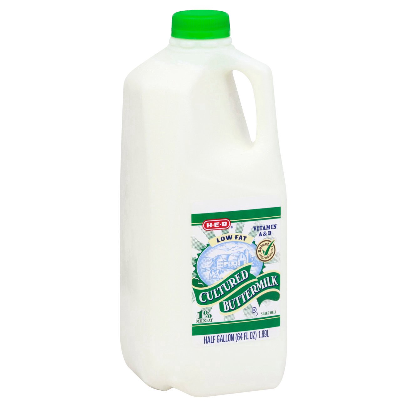 slide 1 of 1, H-E-B Low-Fat Cultured 1% Buttermilk, 1/2 gal