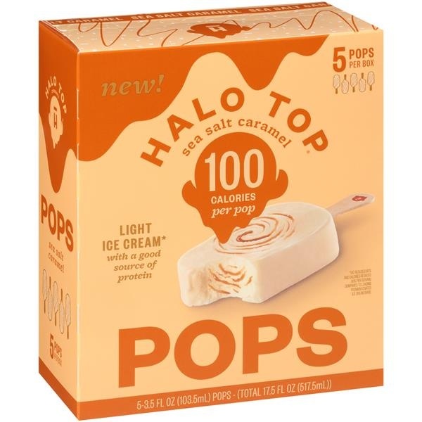 slide 1 of 3, Halo Top Creamery Sea Salt Caramel Light Ice Cream Pops, 5 ct; 3.5 fl oz