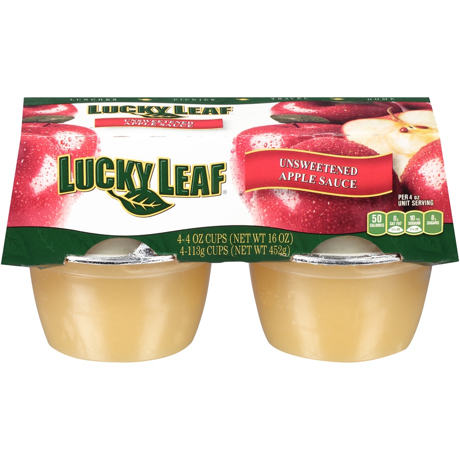 slide 1 of 8, Lucky Leaf Natural Applesauce, 4 ct; 4 oz