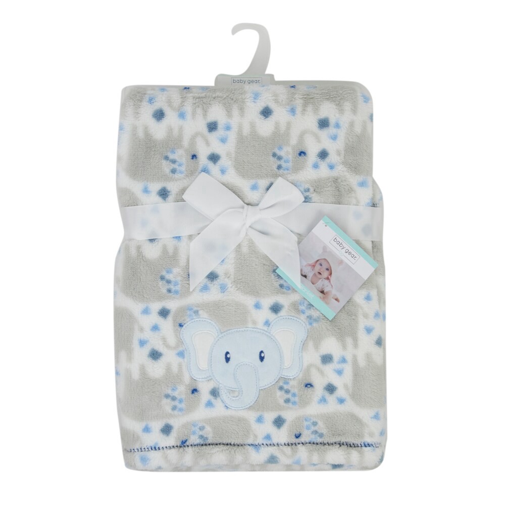 slide 2 of 4, Cutie Pie Elephant Plush Baby Blanket - Blue, 1 ct
