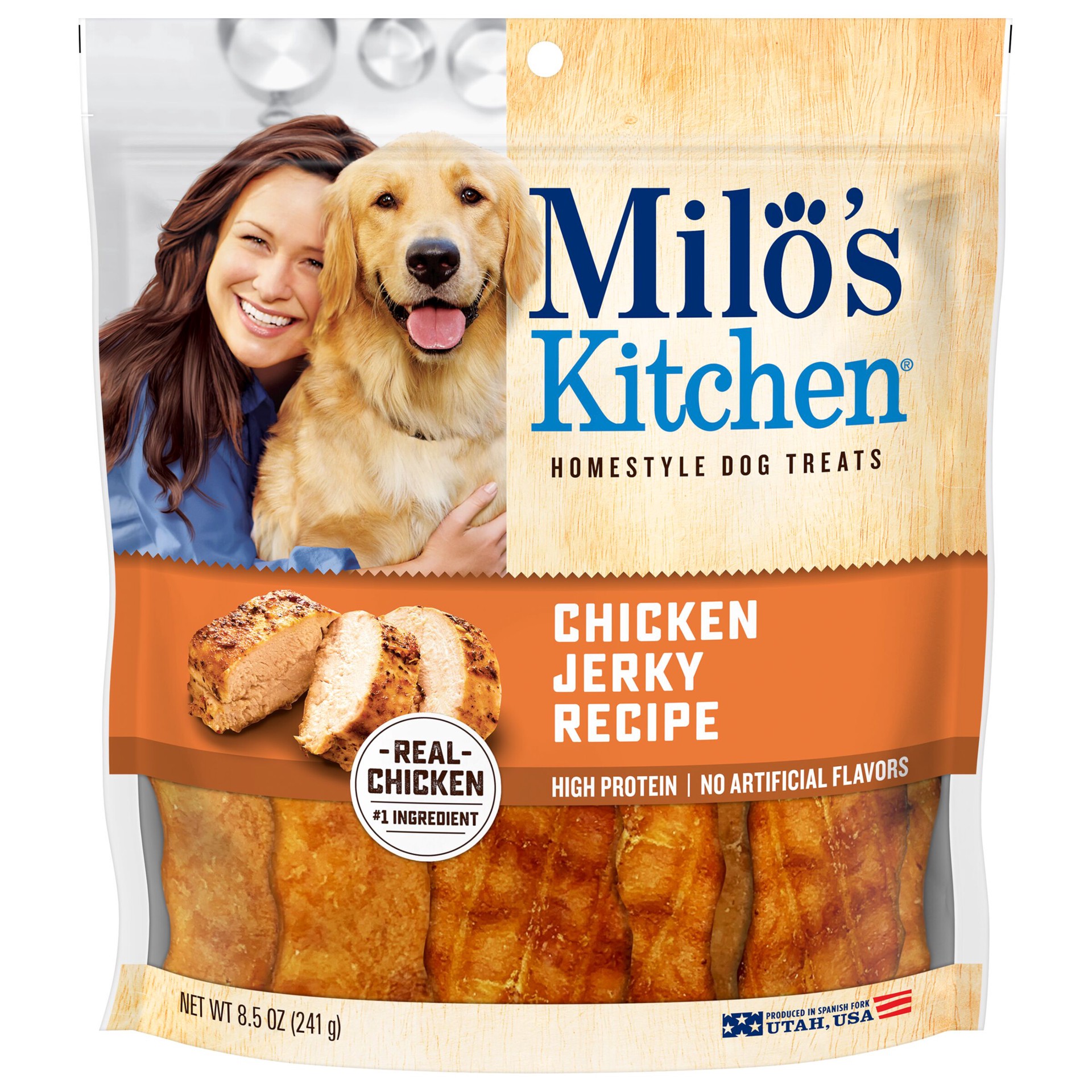 slide 1 of 5, Milo's Kitchen Milo''s Kitchen Chicken Jerky Recipe Dog Treats, 8.5-oz. Bag, 8.5 oz