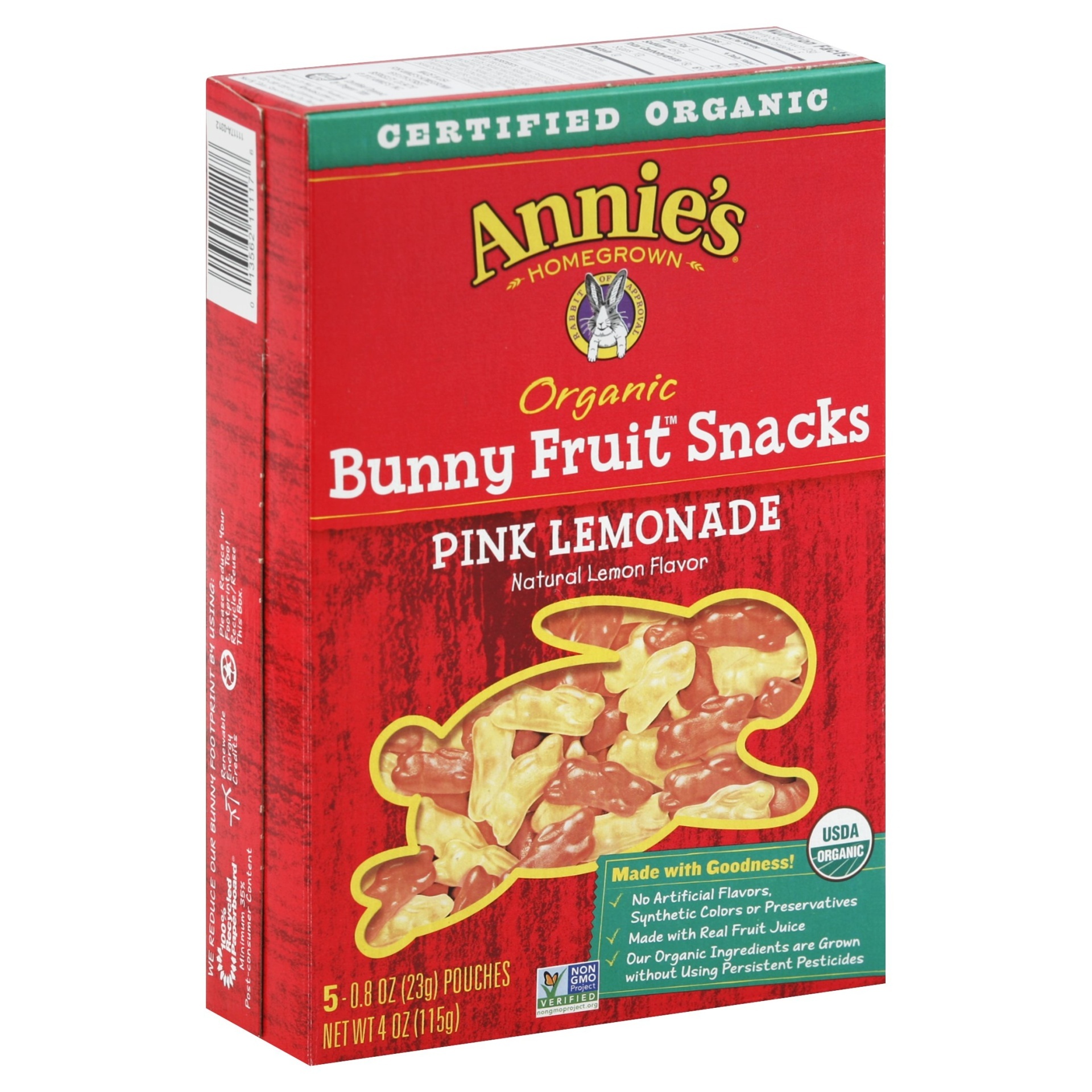 slide 1 of 1, Annie's Gluten Free Organic Bunny Pink Lemonade Fruit Snacks, 4 oz