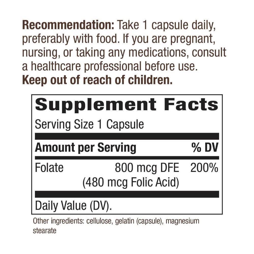 slide 4 of 5, Nature's Way Folate 100 Capsules, 100 ct