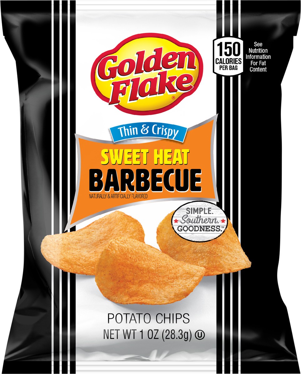 slide 5 of 7, Golden Flake Potato Chips, Sweet Heat Barbecue, Thin & Crispy, 1 oz, 1 oz