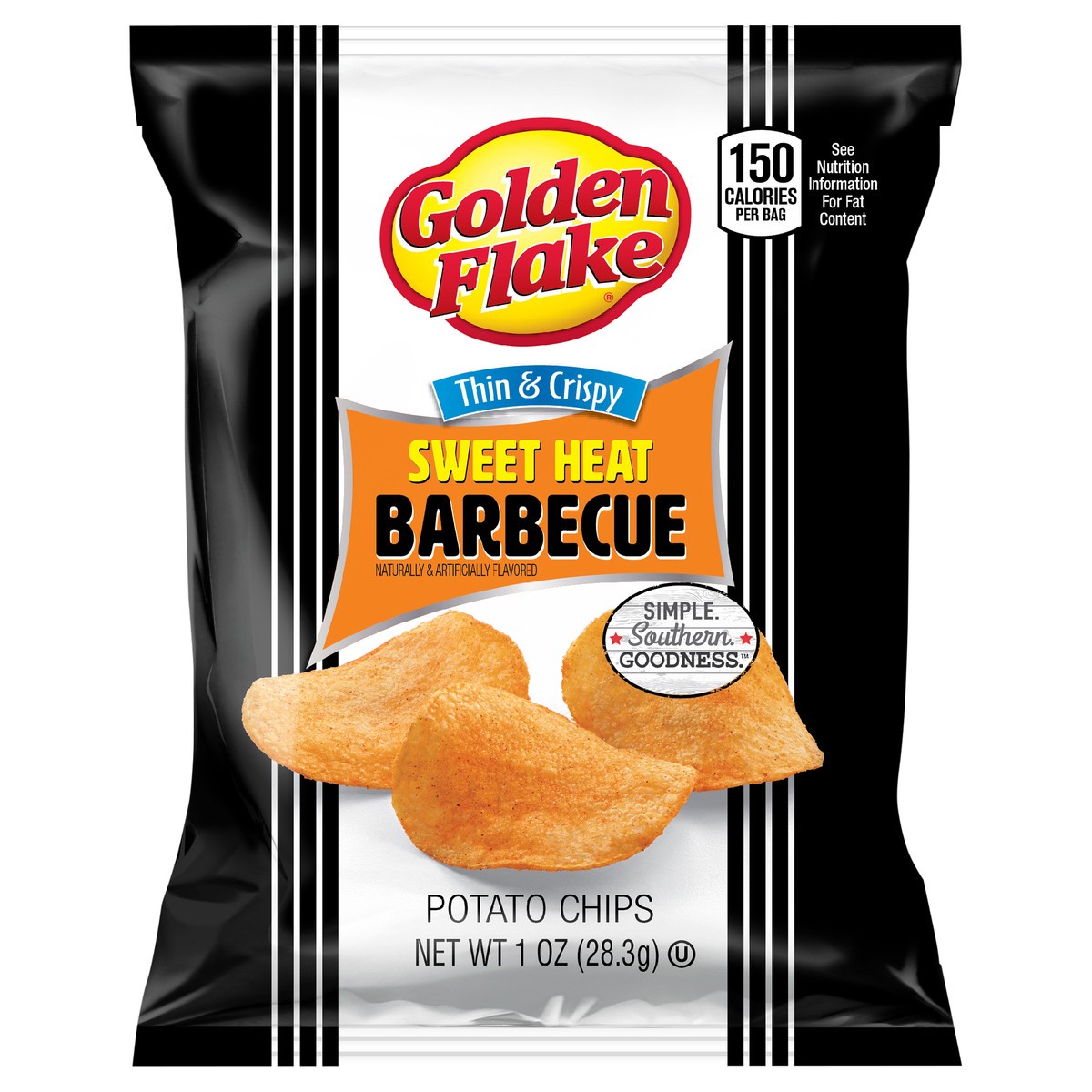 slide 1 of 7, Golden Flake Potato Chips, Sweet Heat Barbecue, Thin & Crispy, 1 oz, 1 oz