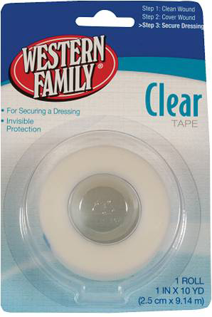 slide 1 of 1, Western Family Clear Tape 1 Inch, 10 yd