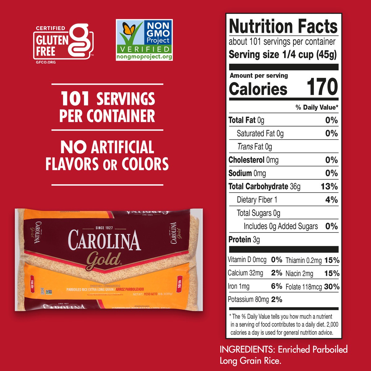 slide 4 of 5, Carolina Gold Rice, 10 lb