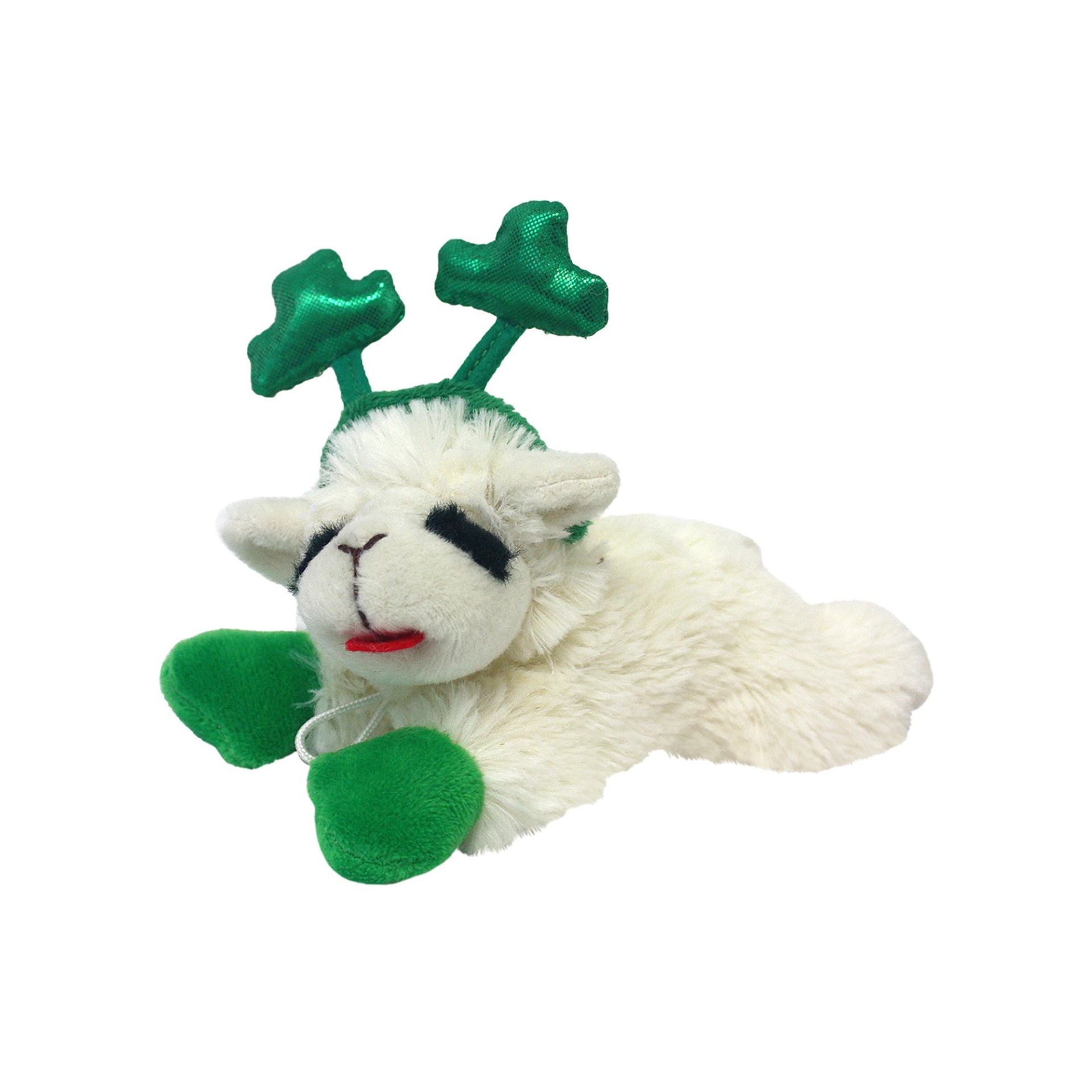 slide 1 of 1, MultiPet Lamb Chop with Shamrock Headband Dog Toy, SM