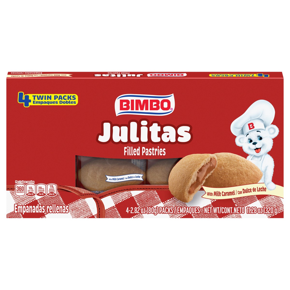 slide 1 of 8, Bimbo Julitas Milk Caramel Filled Pastries, 4 twin packs, 11.28 oz, 4 ct