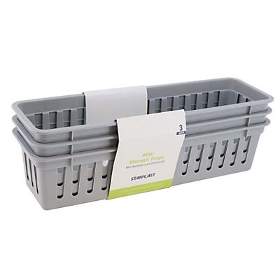 slide 1 of 1, Starplast Gray Mini Narrow Storage Trays, 3 ct