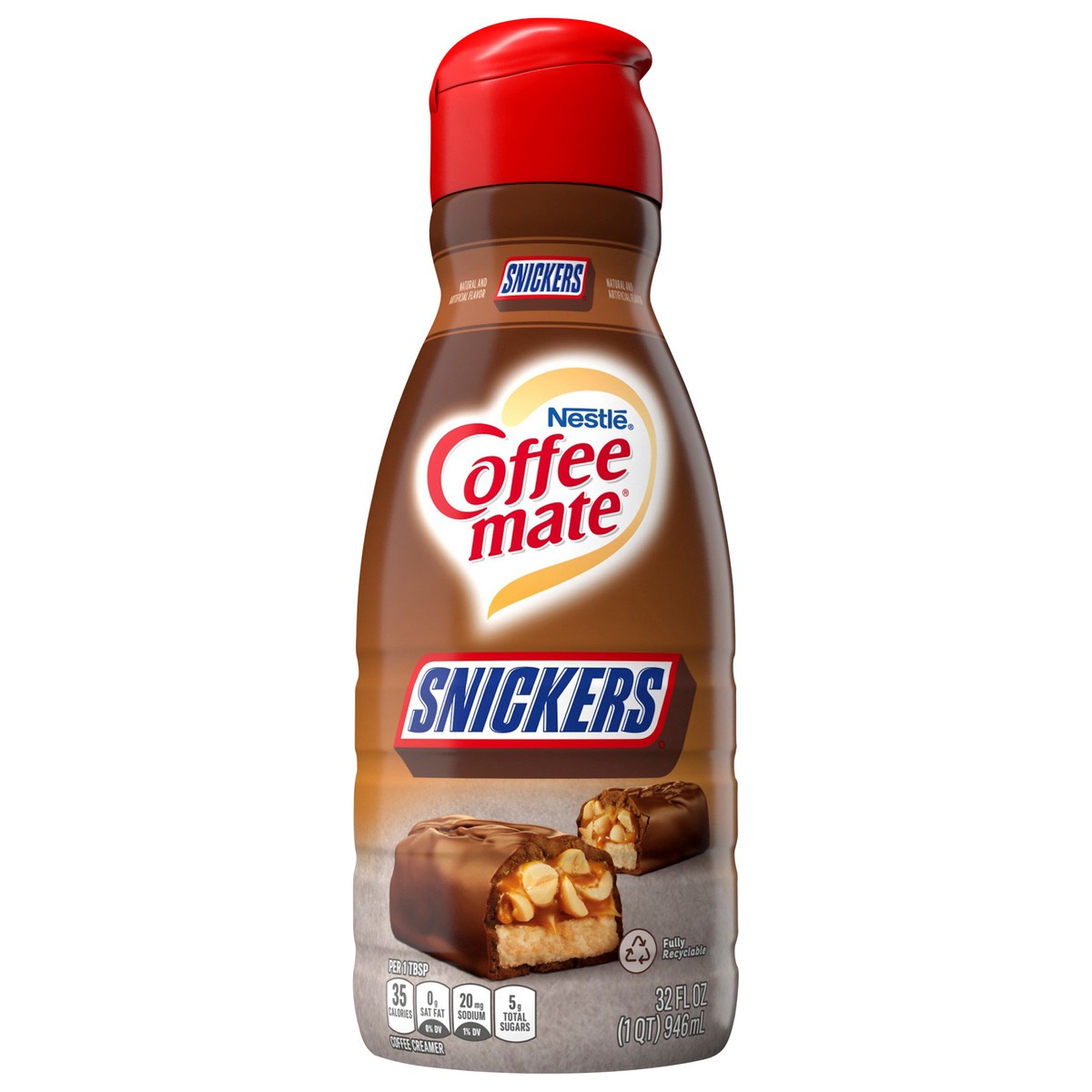 slide 1 of 5, Coffee-Mate Snickers Creamer, 32 fl oz