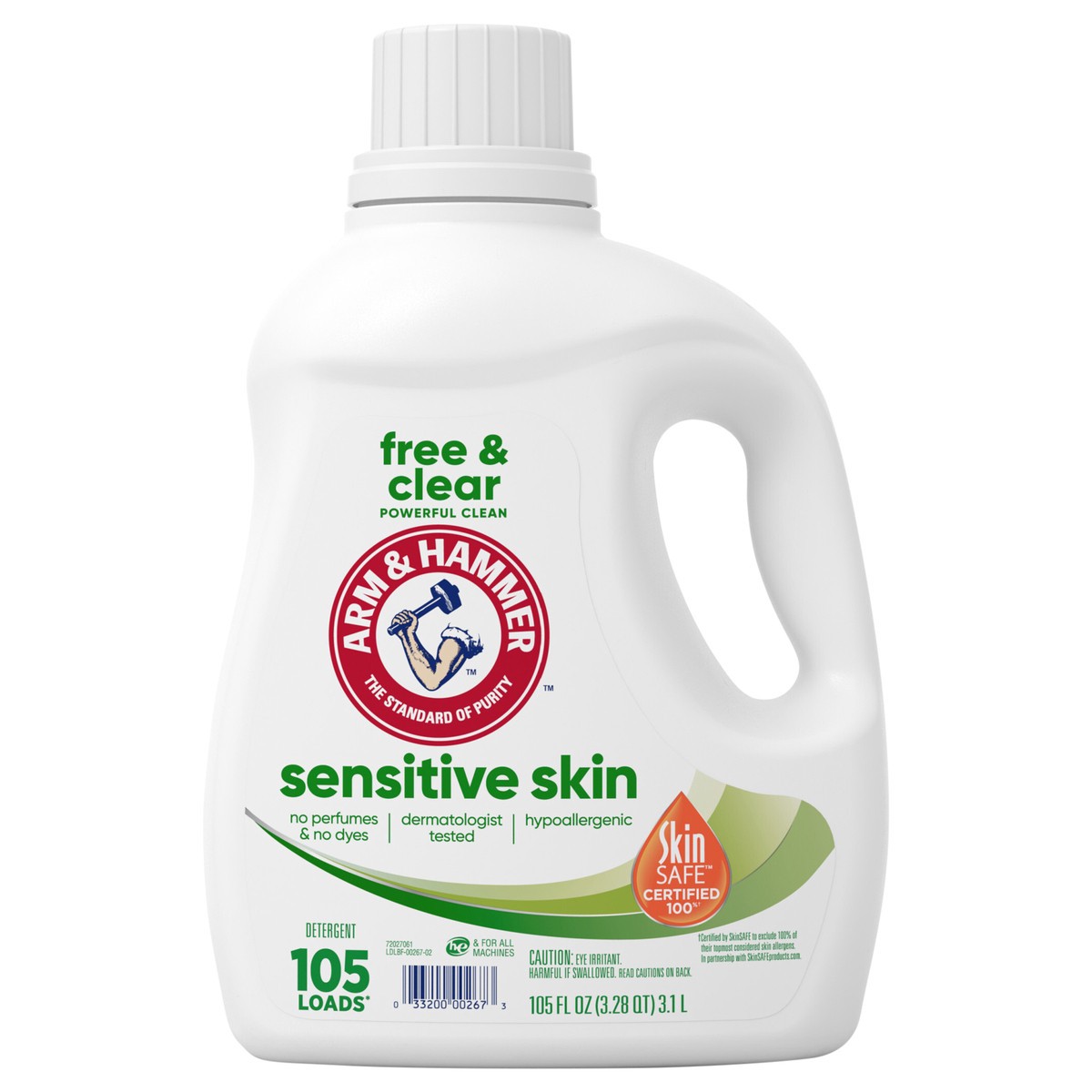 slide 3 of 4, ARM & HAMMER Sensitive Skin Free & Clear Liquid Laundry Detergent, 105 fl oz, 105 Loads, 105 fl oz