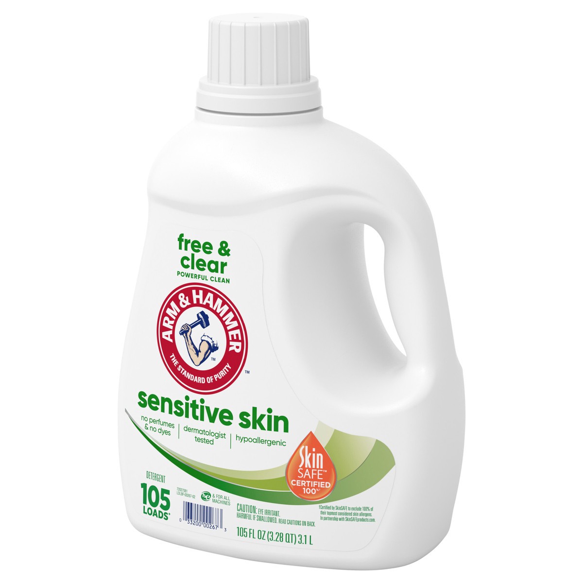 slide 2 of 4, ARM & HAMMER Sensitive Skin Free & Clear Liquid Laundry Detergent, 105 fl oz, 105 Loads, 105 fl oz