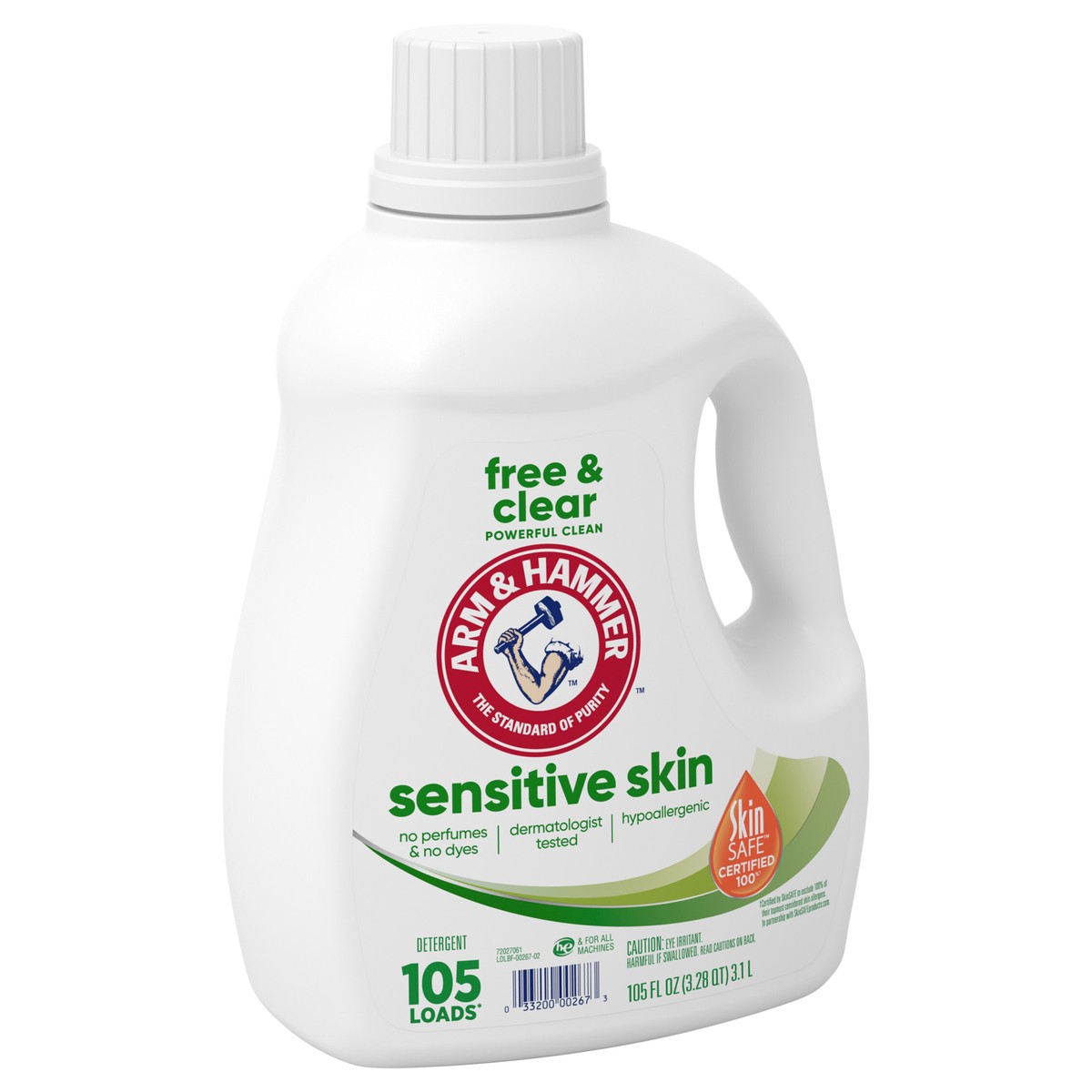 slide 4 of 4, ARM & HAMMER Sensitive Skin Free & Clear Liquid Laundry Detergent, 105 fl oz, 105 Loads, 105 fl oz