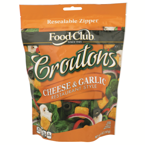slide 1 of 1, Food Club Cheese & Garlic Restaurant Style Croutons, 5 oz