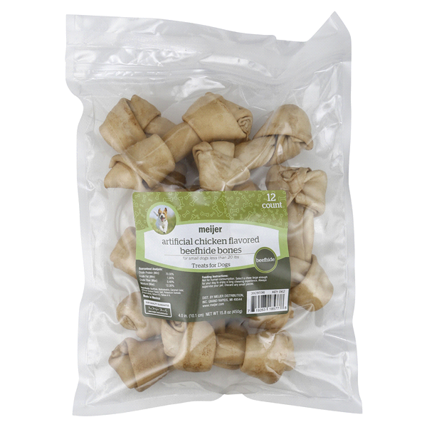 slide 1 of 1, Meijer Main Choice Rawhide Bones 4" Dog Treats, Chicken Flavor, 12 ct