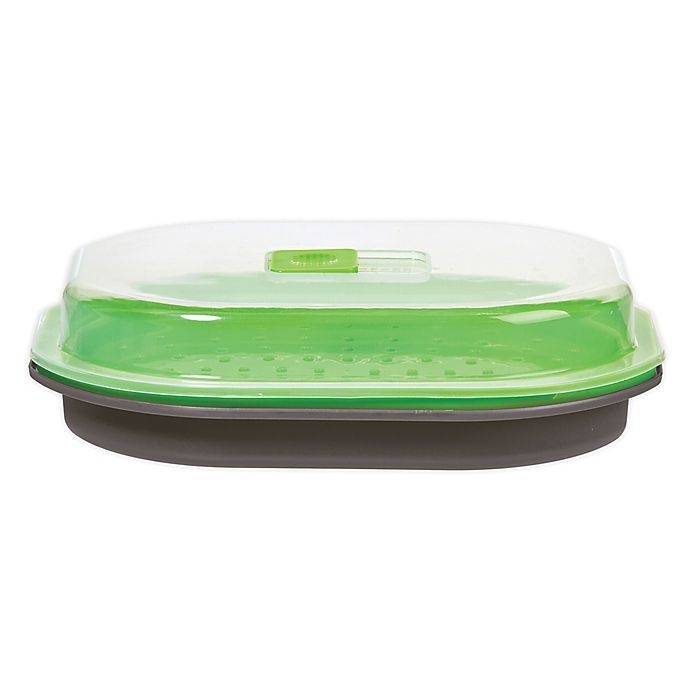 slide 1 of 1, Progressive Prep Solutions Microwaver Fish & Veggie Steamer - Green, 1 ct