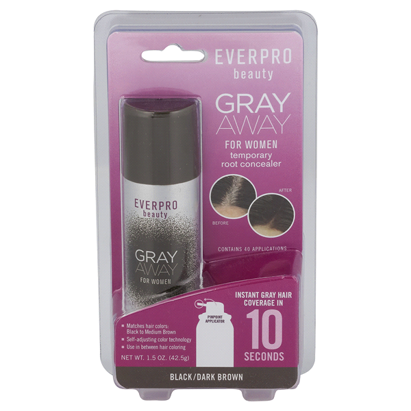 slide 1 of 1, Everpro Gray Away For Women Blackdark Brown, 1.5 oz