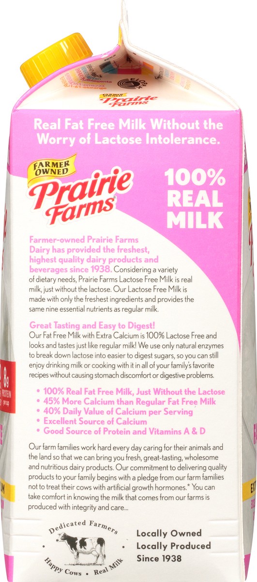 slide 8 of 9, Prairie Farms Fat Free Extra Calcium 100% Lactose Free Milk 0.5 gl Carton, 1/2 gal
